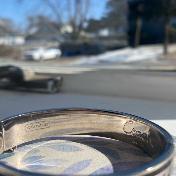 Coach Silver and Black Signature Bracelet with Snap Closure - Picture 2 of 6